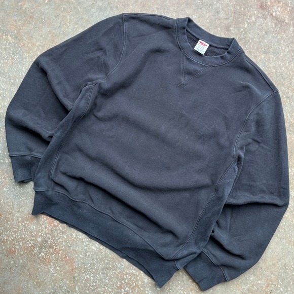J.Crew Sportswear Mens Black Crewneck Sweatshirt V-Stitch Medium - Picture 3 of 6